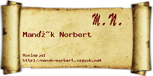 Manák Norbert névjegykártya